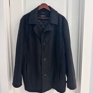Claiborne Men's Dark Gray/Black Pea Coat